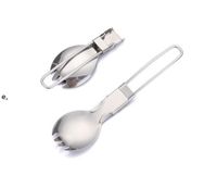 Wholesale Foldable Folding Stainless Steel Spoon Spork Fork Outdoor Camping Hiking Traveller Kitchen Tableware OWD13587