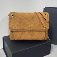 Wholesale Matte Messenger Bag Suede Genuine Leather Handbag Purse Envelope Style Crossbody Bags Fashion Letter Tassel Golden Shoulder Chain Flap Handbags Inside Zip Pocket