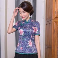 Wholesale Women s Blouses Shirts Plus Size Lady Shirt Tops Traditional Chinese Style Womens Silk Blouse Handmade Button Mujer Camisa M L XL XXL XXXL