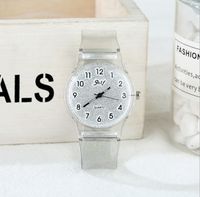 Wholesale JHlF Brand Korean Fashion Promotion Quartz Ladies Watches Casual Personality Student Womens Watch White Transparent Plastic Band Girls Wristwatches