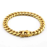 Wholesale Popular Hip Hop Jewelry Gold Plating Stainls Steel Miami Cuban Link Chains Bracelet