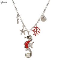 Wholesale Necklace Pendant Beach Necklace Art Deco Jewelry Seahorse Ocean Nautical Shell Pendant Necklaces