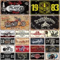 Wholesale Motorcycle Vintage Metal Poster Retro Route Motor Tin Signs Board Pub Bar Cafe Garage Decor x30cm Q0723