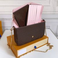 Wholesale 3piece sets luxurys handbags chain shoulder bag pochette designers crossbody bags felicie fashion women purse mini wallets