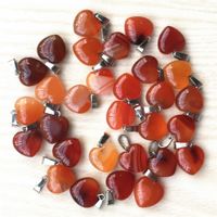 Wholesale natural Red Onyx stone pendant Heart agates cornelian Pendants charms Necklace for jewelry making dropshipping G0927