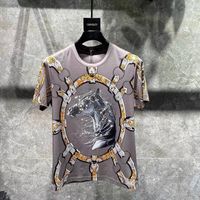 Wholesale Men s T Shirts Summer Luxury D Gold Chain Printed Baroque Brand T Shirt Royal Horse Shiny Diamond Hip Hop Classic Top Short Sleeve