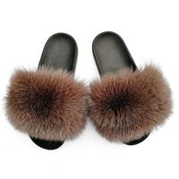 Wholesale Custom Indoor Slipper Jelly Bag Flush Real Soft Raccoon Fur Outdoor Slider Sandals Slides For Women
