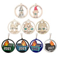 Wholesale Christmas Decorations Tree Personalized Ornament Wooden Dump Fire Painted Pendant Keepsake Hanging Tag Sign Xmas Holiday Decoration
