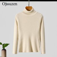 Wholesale Women s Sweaters Turtleneck Winter Tops Royal Blue Ladies Knit Jumper Slim Pullovers Knitting Clothes Woman Khaki White