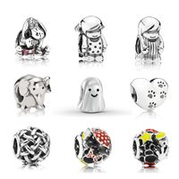 Wholesale Memnon Jewelry Sterling Paws prints Charm Ghost Charms Girl Boy Forever entwined Beads African Elephant Bead With Enamel Fit Pandora Style Bracelets Diy