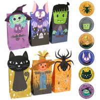 Wholesale 6PCS Happy Halloween Paper Packaging Gift Bags Food Candy Sweets Boxes Party Decoration Favors Present Trick or Treat Bag