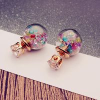 Wholesale Stud Fashion Korean Elegant Lady s Kpop Cute Pink Rhinestone Crystal Beads Zircon Round Ball Glass Woman Earrings