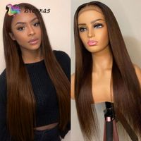 Wholesale Straight X4 Closure Lace Human hair Wigs for Women Rights Brown colour X1 T Share Lace Prune Pre plucked Brazilian Remy Hair