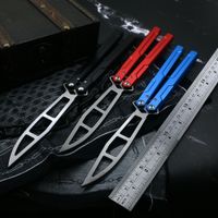 Wholesale Colorful Aluminum T6 Handle Steel Butterfly training knife Flail Not Sharp Blade Tactical Outdoor Camp Hunt EDC Tool