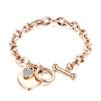 Wholesale Fashion Love Bracelet Jewelry Stainless Steel Women Rose Gold Silver heart shaped Charm Bracelets For Birthday Gift