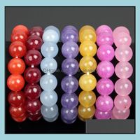 Wholesale Beaded Strands Bracelets Jewelry Natural Crystal Bracelet Miscellaneous Stone Colorf Quartzite Jade Bead Loose Beads Mm And Couple Drop