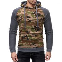 Wholesale Men s Hoodies Sweatshirts Contrast Men Fashion Long Sleeve Pullover Fleece Hoodie With Kanga Pocket Sweatshirt Male Military Patchwork Out