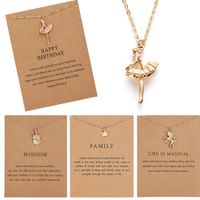 Wholesale CR Jewelry Dogeared Necklace Pendant with Creative Paper Card Happy Birthday Alloy Ballet Girl Designs for women