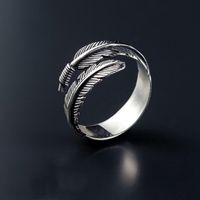 Wholesale High quality Sterling Silver Band Ring Jewelry Not Allergic Personality Feathers Arrow Opening Rings