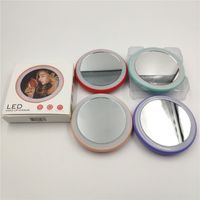 Wholesale Portable LED Mirror Makeup Glasses Make Up Pocket Compact Cosmetic Mini LED Lights Lamps