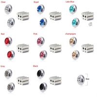 Wholesale 2pcs Steel Rhinestone Crystal No Pierced Magnet Ear Stud Magnetic Earrings Unisex Fake Cheater Plugs Nose Lip Rings mm