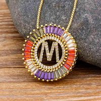 Wholesale Pendant Necklaces New Arrival Gold Color Micro Pave Rainbow CZ Cubic Zirconia A Z Initials Letter For Women Girls Fine Jewelry