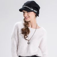 Wholesale Fashion Lady Cap Warm Winter Knitted Visors New Korean Style Woolen Hat Peaked Optional Wool