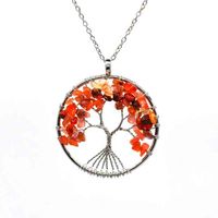 Wholesale Handmade Jewelry Tree Of Life Pendant Sliced Agate Necklace