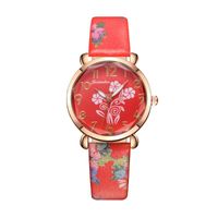 Wholesale Wristwatches Beautiful Flowers Printing Simple Pastoral Leather Watches For Fashion Women Ladies Students Dress Quartz Wrist Watch