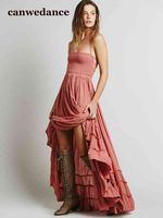 Wholesale Casual Dresses Dressed in sexy beach boho people holiday summer long bare back cotton feminine party hippie ethnic dress W3OO