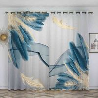 Wholesale Modern Blackout Curtains feather Digital Printed for the Living Room Window Treatment Blind Bedroom Curtain Panel Kitchen Drapes