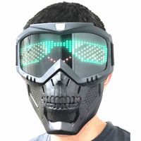 Wholesale Bluetooth Input RGB LED SIGN display Halloween Skeleton Airsoft Mask Full Face Skull Cosplay Masquerade Party Mask Paintball Military Combat Game Face Protective