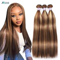 Wholesale Allove Highlight Body Water Loose Deep Wave Wefts Human Hair Bundles Ombre Brown Color Straight Virgin Extensions for Women All Ages inch