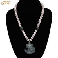 Wholesale Classic Style Green Buddha Pendant Jade Necklace mm Natural Freshwater Pearl Necklaces quot Chains
