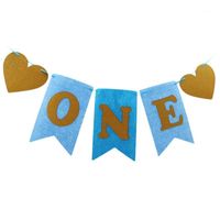 Wholesale Party Decoration Non woven Fabric Garland Banner Baby One Years Old Birthday Letter Printing Flags Shower Decor