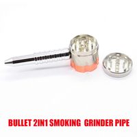 Wholesale BULLET ROTATING PIPE Pen E cigarette Style IN Tobacco Grinder Metal Herb Grinders Smoking Pipes Accessories Herbal Vaporizer Kit