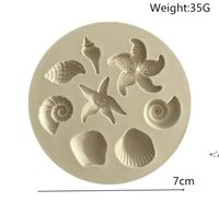 Wholesale Starfish Cake Mould Ocean Biological Conch Sea Shells Chocolate Silicone Mold DIY Kitchen Liquid Tools RRA11456