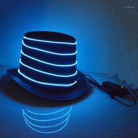 Wholesale Party Decoration LED Flashing Top Hat Glow In The Dark EL Wire Hats Bar Dance Perofrmance Caps Birthday Rave Supplies