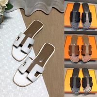 Wholesale 2022 The New brand Beach slippers classic white Flat heel Summer Designer Fashion flops leather lady Slides women shoes Hotel Bath Ladies sexy Sandals Large size