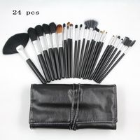 Wholesale 24 piece Makeup Brush Sets Goat Hair Leather Pouch Beauty Tool Coloris Professional Cosmetics Make Up Brushes Kit