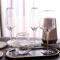 Wholesale Wine glass Creative Diamond ml Shaped Homemade Cup Gold Painted Ice Dauw Red Glass Champagne Whiskey Vintage Set J0710