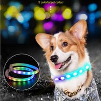 Wholesale 11 Colors LED Dog Collar Cuttable ABS Tube Magic Strip Light USB Rechargeable Colorful Flashing Glowing Luminous Safety for Pets