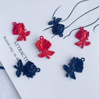 Wholesale DIY Jewelry Findings mm Rubber Enamel Alloy Rose Flower Pendant Charms Fit Earring Necklace Bracelet Ornaments
