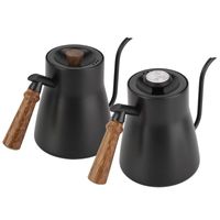 Wholesale Coffee Pots ml Gooseneck Kettle With Holes Cover Stainless Steel Hand Drip Over Long Narrow Tea Pot Wooden Handle