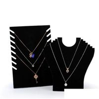 Wholesale Jewelry Necklace Chain Display Stand Cardboard Black Velvet Elegant Foldable Jewellery Displays For Shop Shelf Boutique Kiosk Crafts Dnjk2