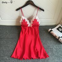Wholesale Casual Dresses Allure Sexy Suspender Nightdress With Bra Korean Lovely Real Silk Pajamas Home Wear Spring And Summer
