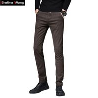 Wholesale Men s Pants Autumn Skinny Stretch Casual Colors Fashion Slim Fit Trousers Male Khaki Brown Black Blue Brand Clothes