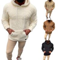 Wholesale Men Winter Soft Faux Fur Teddy Bear Hoodie Hooded Pockets Sweatshirt Pullover Casual Male Hooded Slim Sweatshirt Coat Outwear