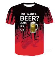Wholesale designer D T shirt casual new beer bubble digital printing men s and wo short sleeve t shirt