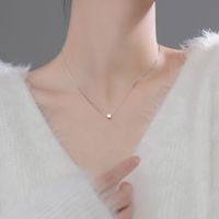 Wholesale Style Fashion Europe Lady America Eloge S925 Silver Necklace women s Korean version simple geometric square drawing sweet little fresh tempe